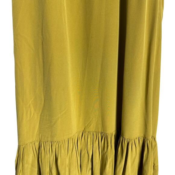 Tibi Eco Silk Yellow Sleeveless Halter Flounce Shift Midi Dress Size 8 - Picture 10 of 12